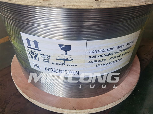 Linha química testada hidrostática 3 bobina de aço inoxidável da injeção da tubulação 8 para o furo da pena